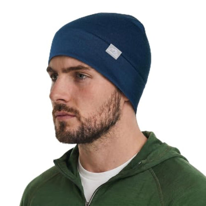 100% Merino Wool Beanie for Women, Men - Skull Cap 17.5um, Adult Hat Unisex - color: Denim