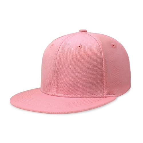 CHOK.LIDS Classic Snapback Flat Bill Hat Blank Adjustable Baseball Cap - color: Light Pink