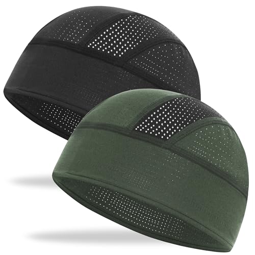 Cooling Skull Cap Breathable Mesh Helmet Liner Motorcycle Cycling - color: 2-black+army Green