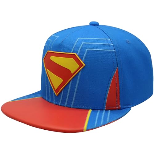 Concept One Unisex Adult DC Comics Superman Baseball Cap, Adult Adjustable Snapback Hat with Flat Brim for Men and Women - color: Blue