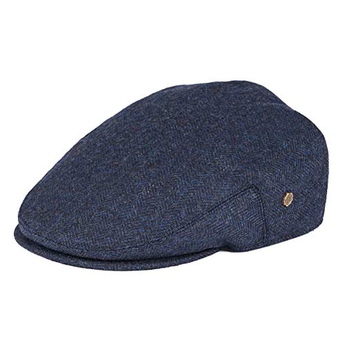 VOBOOM Men's Herringbone Flat Ivy Newsboy Hat Wool Blend Gatsby Cabbie Cap - color: Navy, size: 7 1/8