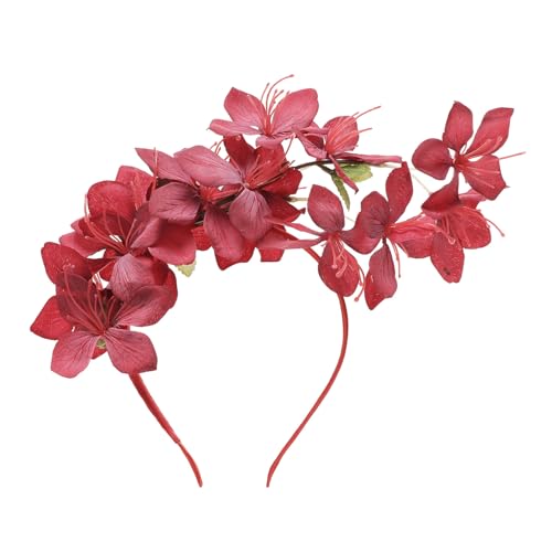Coucoland Flower Fascinators for Women - Tea Party Floral Headband Church Kentucky Cocktail Derby Hats for Wedding Costume - color: Red