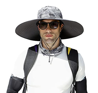 Leotruny Men Wide Brim Sun Hats UPF50+ Waterproof Breathable Bucket Hat - color: C05-dark Grey Ink