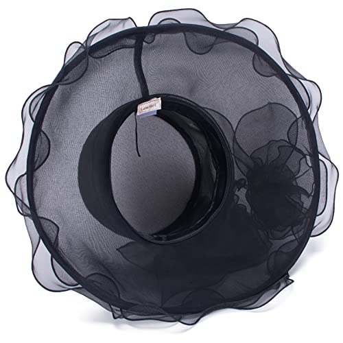 Lawliet Womens Dressy Wide Brim Church Wedding Occasion Sun Hat A613 - color: Black