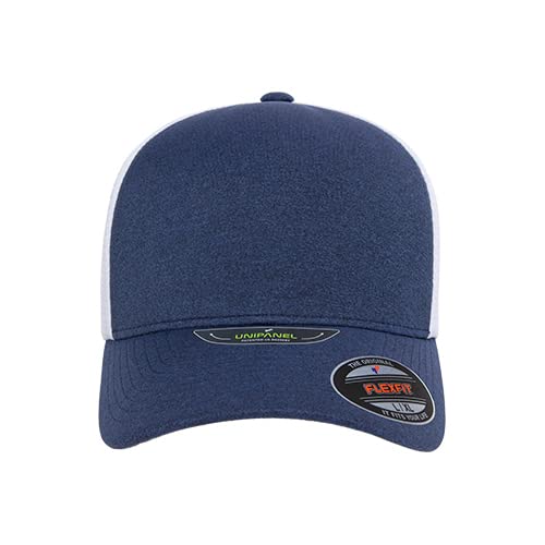 Flexfit Melange Unipanel Trucker Cap - color: Melange Navy/White, size: Small-Medium