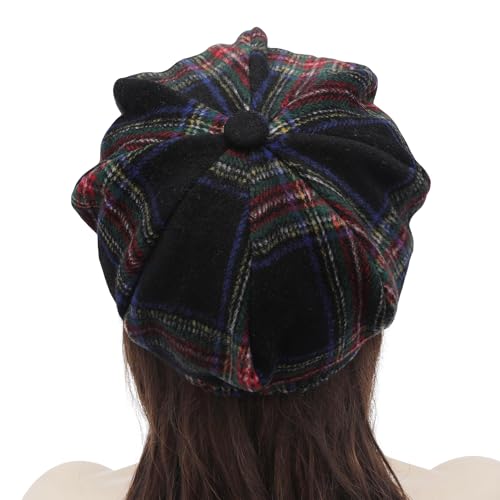 ZLYC Women Classic Newsboy Cap Visor 8 Panel Gatsby Cabbie Paperboy Hat - color: Dark Navy