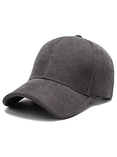 Classic Corduroy Cotton Baseball Caps Vintage Low Profile Dad Hat with Adjustable Strap Buckle Unisex Trucker Hat - color: Grey