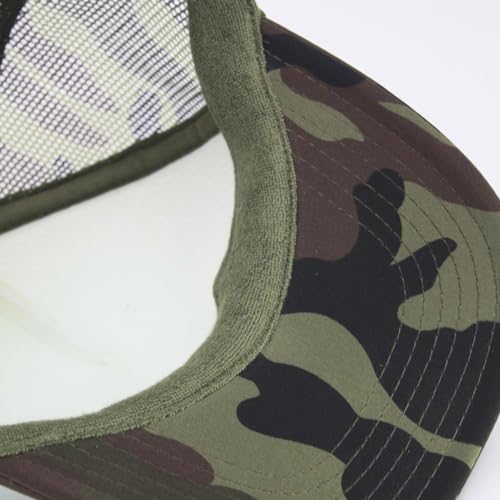 High Crown Foam Mesh Camouflage Tri-Color Oak Leaves Trucker Hat Baseball Cap - color: Camo/White/Camo