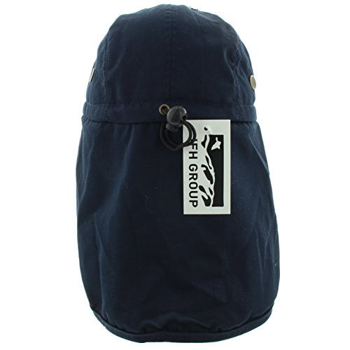 JFH 4 Panel Adjustable Outdoors Fishing Cap with Ear and Neck Flap Sun Cover Unisex - color: Navy