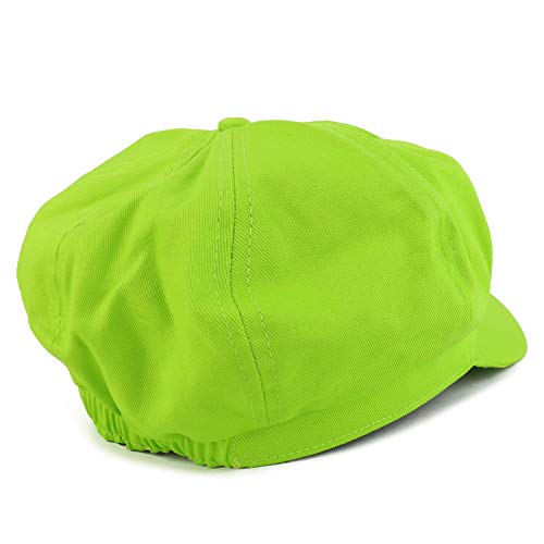 Women's Lightweight 100% Cotton Soft Fit Newsboy Cap with Elastic Back - color: Lime