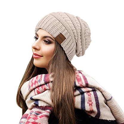 Slouchy Women's Winter 3 Pieces Beanie Hat Women Men Oversized Warm Knitted Women's Hat Winter Thick for Cold Weather - color: Confetti Black+confetti Burgundy+confetti White