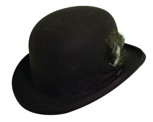Scala Men's Furlong Wool Felt and Grosgrain Trim Derby Bowler Hat Chocolate