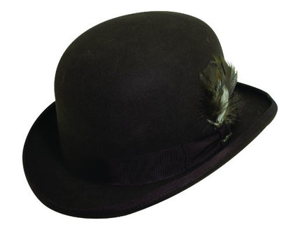 Scala Men's Furlong Wool Felt and Grosgrain Trim Derby Bowler Hat Chocolate