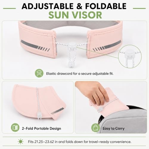 Sun Visor Caps Foldable Brim Adjustable Visor Hats for Women Men - color: 2# Pink