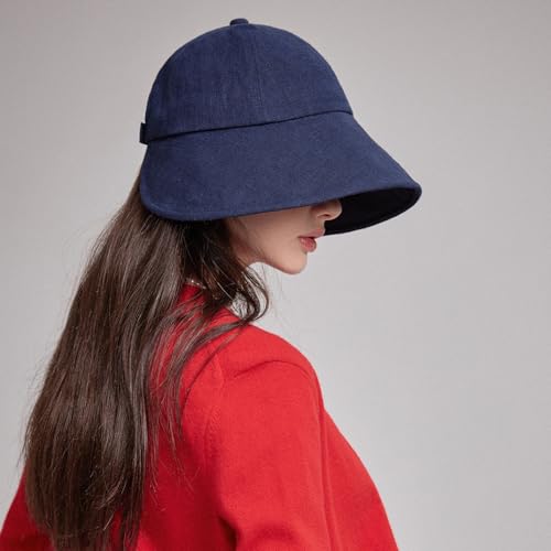 WHITE SANDS MOJA Linen Blend Victorian Bonnet Hat Sun Cap, Foldable Summer Visor | NEW Katy - color: Navy