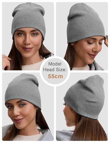 vidsel 100% Cotton Beanie Hat for Men Women, Soft Cuffless Knit Skull Cap - color: 1pc-light Grey