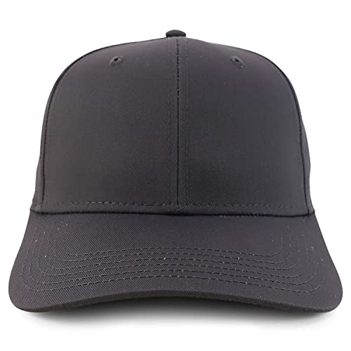 Trendy Apparel Shop High Crown Adjustable Plain Solid Baseball Cap - color: Charcoal