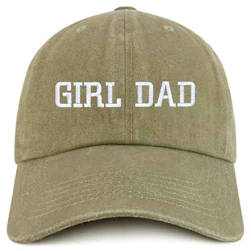 Trendy Apparel Shop Girl DAD Embroidered Unstructured Pigment Dyed Cotton Baseball Cap - color: Khaki
