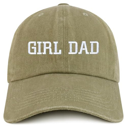 Trendy Apparel Shop Girl DAD Embroidered Unstructured Pigment Dyed Cotton Baseball Cap - color: Khaki