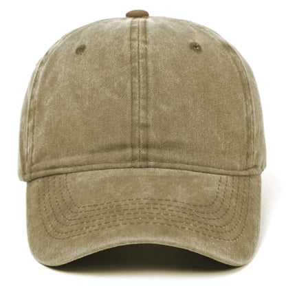 Edoneery Baseball Cap for Men and Women, Low Profile Washed Cotton Dad Hat - color: Khaki