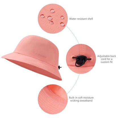 BASSDASH UPF50+ Fishing Bucket Hat for Men Women Lightweight Water Resistant Packable Outdoor Summer Sun Hats FH13 - color: Peach Pink