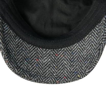 FEINION Men Wool Blend Flat Cap Tweed Newsboy Ivy Hat - color: Flecked Grey