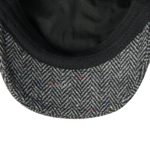 FEINION Men Wool Blend Flat Cap Tweed Newsboy Ivy Hat - color: Flecked Grey