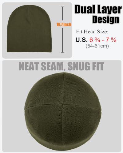 ROYBENS Thin 100% Cotton Beanie for Men Women Lightweight Slouchy Chemo Hat - color: 1pcs-oliver Green