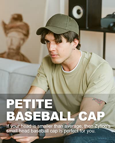 Zylioo Small Baseball Cap for Men Women, Adjustable Unstructured Dad Hat - color: Army Green-fits 21.7"-22.4"/55cm-57cm