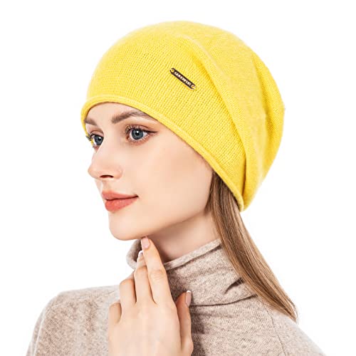 Knit Slouchy Beanie Hats for Women Cashmere Ski Cap Knitted Wool Soft Warm Winter Hat - color: A11-ginger