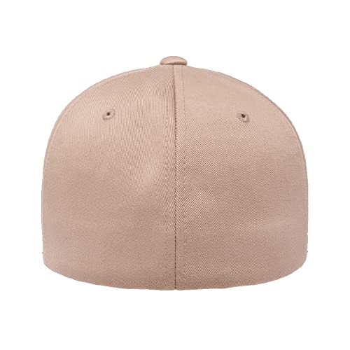 Flexfit Wooly Combed 6-Panel Structured Baseball Cap | Stretch Fitted - color: Khaki, size: Small-Medium