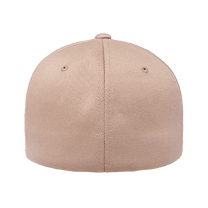 Flexfit Wooly Combed 6-Panel Structured Baseball Cap | Stretch Fitted - color: Khaki, size: Small-Medium