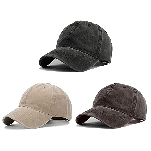 HH HOFNEN Baseball Cap Washed Cotton Unstructured Vintage Hat for Men Women - color: #2 Black+khaki+coffee