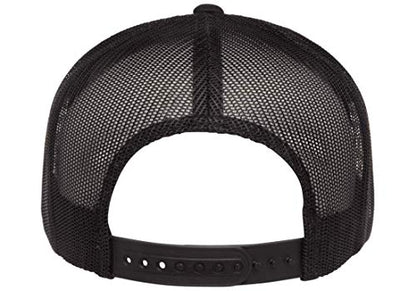 Yupoong 5-Panel YP Classic Trucker Cap | High Profile Flat Visor Snapback - color: Black