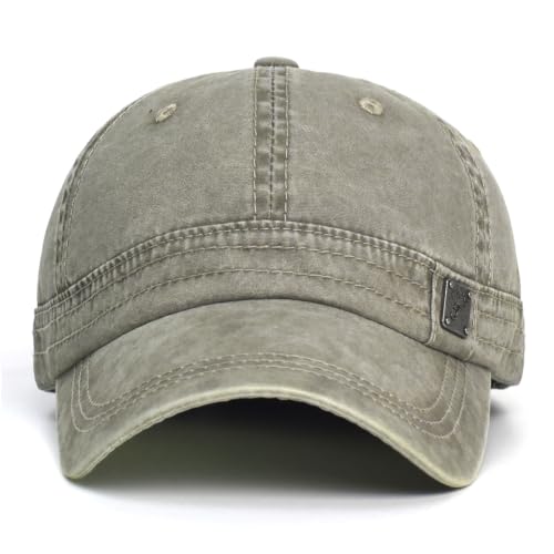 Vintage Washed Cotton Adjustable Baseball Cap for Men Women Low Profile - color: Khaki