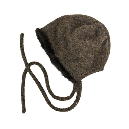 Women Winter Fleece Beanies Hat with Ear Flaps Soft Warm Crochet Skull Cap - color: B Coffee
