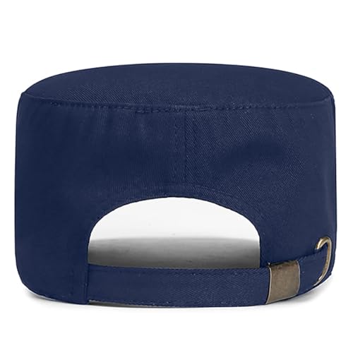 Men's Military Cadet Hat Flat Top Newsboy Cap - color: Navy