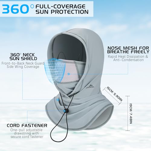 GXCROR Cooling Breathable Balaclava Face Mask Sun UV Protection Hood Shiesty Mask for Cycling Fishing Running - color: Light Gray