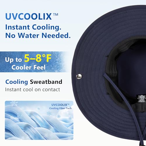 Unisex UVCoolix™ Cooling Sun Hat with Detachable Neck Flap - color: Navy Blue, size: Large-X-Large