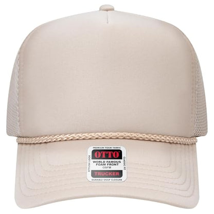 OTTO Cap 5 Panel High Crown Air Mesh Back Trucker Hat | Bulk Packs - color: 032 - Khaki