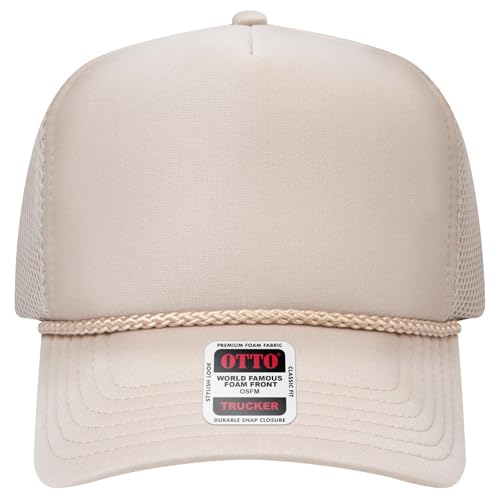 OTTO Cap 5 Panel High Crown Air Mesh Back Trucker Hat | Bulk Packs - color: 032 - Khaki