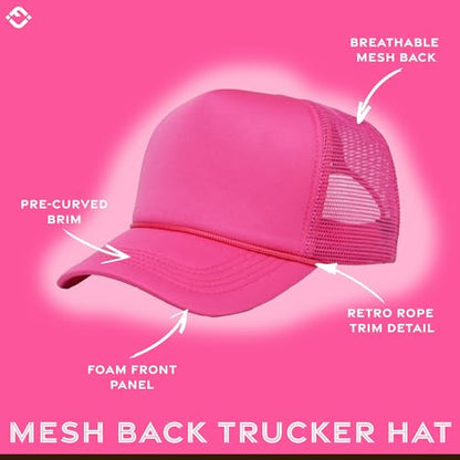 Funky Junque Blank Mesh Foam Lightweight Snapback Trucker Hat - color: 3 Pack - Hot Pink (All)