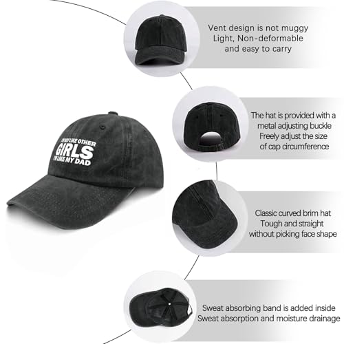 I'm NOT Like Other Girls I'm Like My DAD Cap Women Baseball Hat Adjustable Hats - color: Allblack
