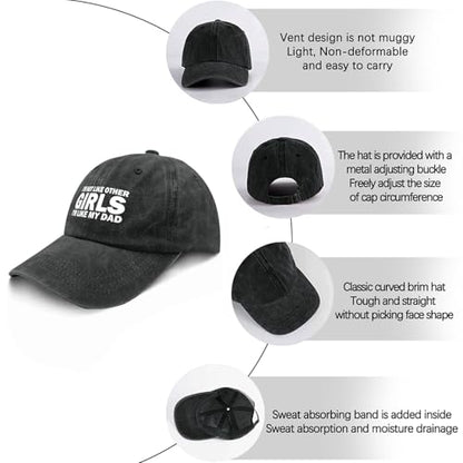 I'm NOT Like Other Girls I'm Like My DAD Cap Women Baseball Hat Adjustable Hats - color: Allblack