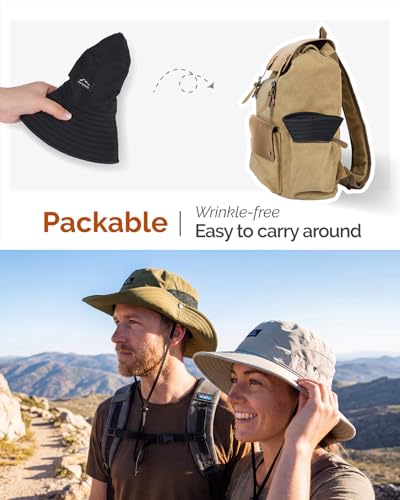 Hat Hut Hiking Hat, UPF50+ Wide Brim Sun Bucket Hats for Men Women, UV Protection, Fishing Outdoor Safari - color: Black