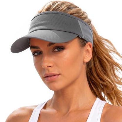Sun Visor Hat for Women & Men UV Protection Lightweight Sports - color: Dark Gray