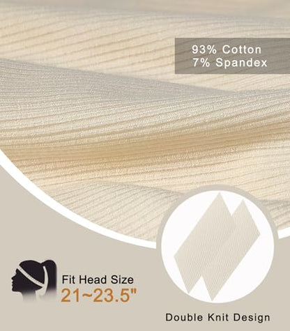 Slouchy Beanie for Women Men Thin Knit Winter Hat 93% Cotton Beanies - color: Beige