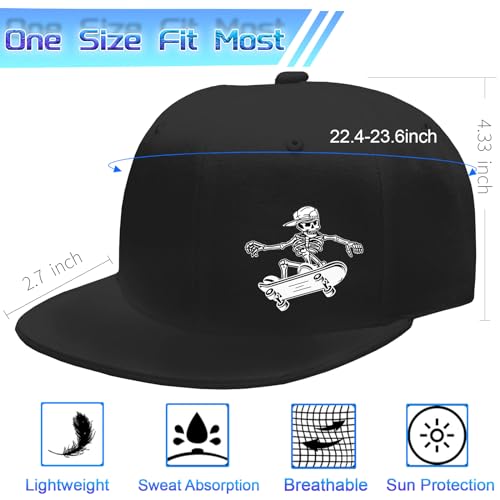 Snapback Hats for Men Flat Bill Hats for Men Fitted Hat Black Baseball Hats Hip Hop Caps - color: Skater Boy