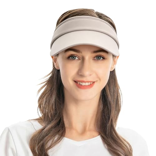 ZLYC Print Sports Sun Visors for Women Girls - color: Solid Light Gray