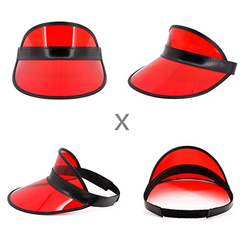 Giovacker Womens Mens PVC Clear Colorful Sun Visor Hats - color: Yellow + Blue + Red